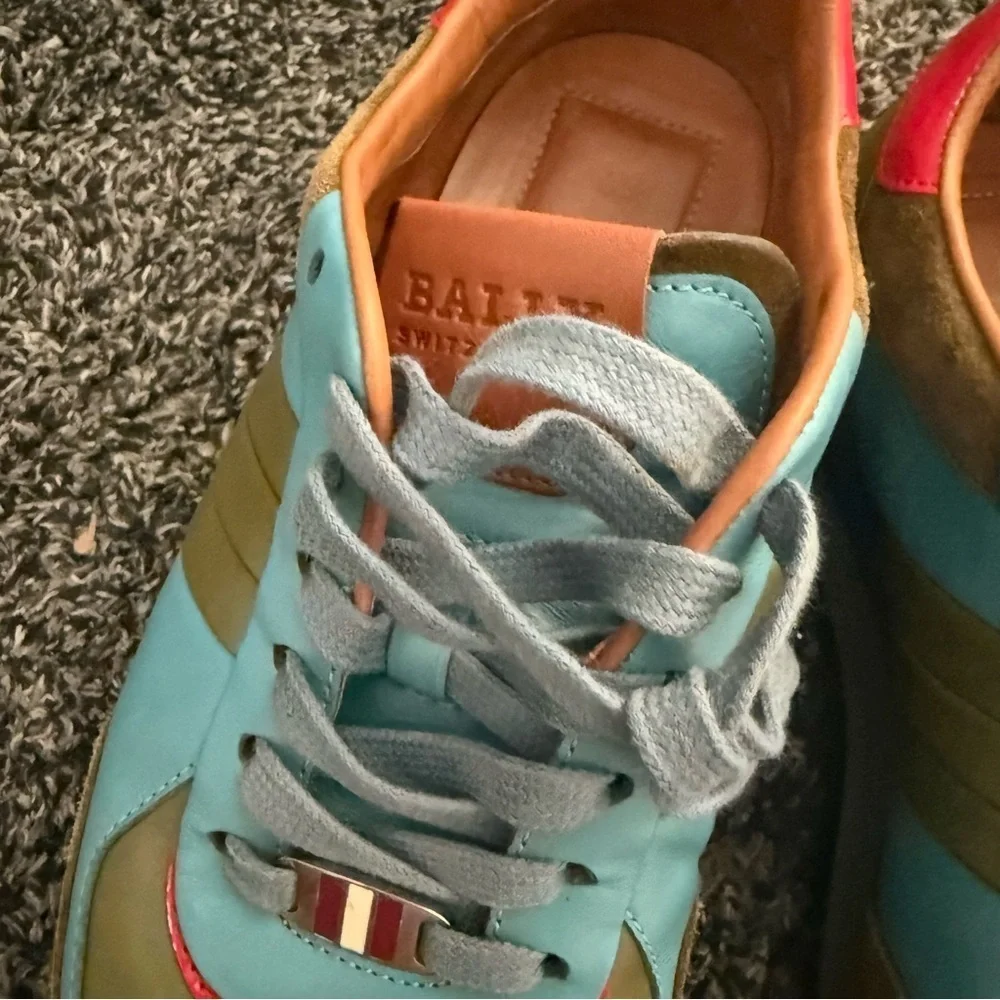 Bally Brown and Blue Retro Sneakers with Suede Accents